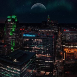 Nightime Raleigh skyline