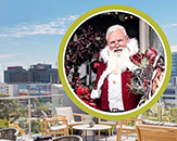 An inset photo of Santa over the downtown Raleigh skyline