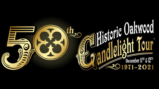 A graphic saying 50th Annual Oakwood Candlelight Tour (Dec. 11-12)