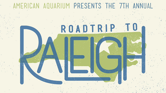 Graphic for the Roadtrip to Raleigh concert with the blue words over a green graphic of the state of N.C. with a star plotting the city of Raleigh