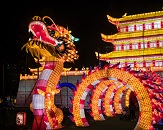 The Dragon Corridor looms tall for visitors to walk through at the North Carolina Chinese Lantern Festival in Cary, N.C.