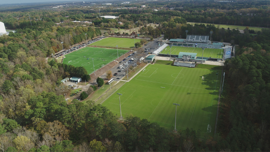 An aerial photo of WakeMed Soccer Park in Cary